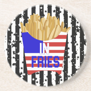 Dessous De Verre En Grès Oreiller 'In Fries We Trust'