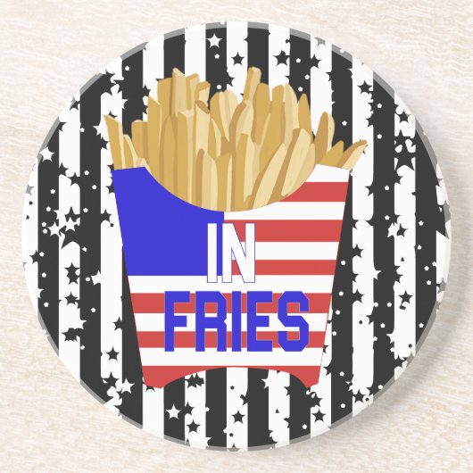 Dessous De Verre En Grès Oreiller 'In Fries We Trust' (Devant)