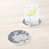 Dessous De Verre En Grès Original Noël Rabbit Bleu & Blanc (Côté)