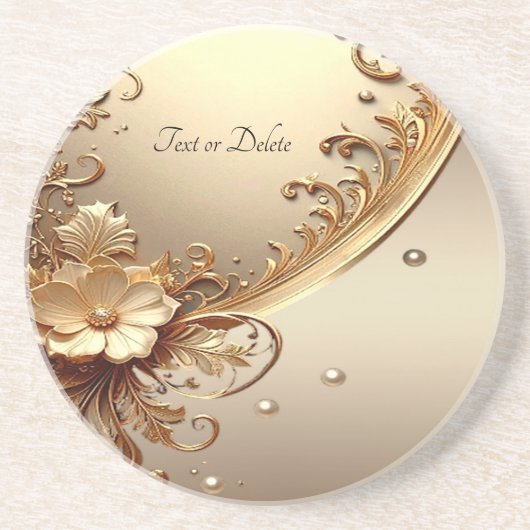 Dessous de verre en grès orné floral doré (Devant)