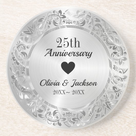 Dessous De Verre En Grès Ornement floral (Devant)