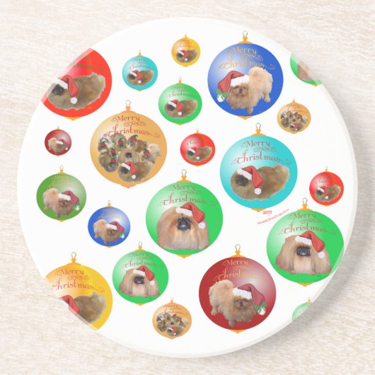 Dessous De Verre En Grès Ornements de Noël Pekingese (Devant)