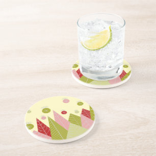 Dessous De Verre En Grès Ornements et arbres Illustration de Noël