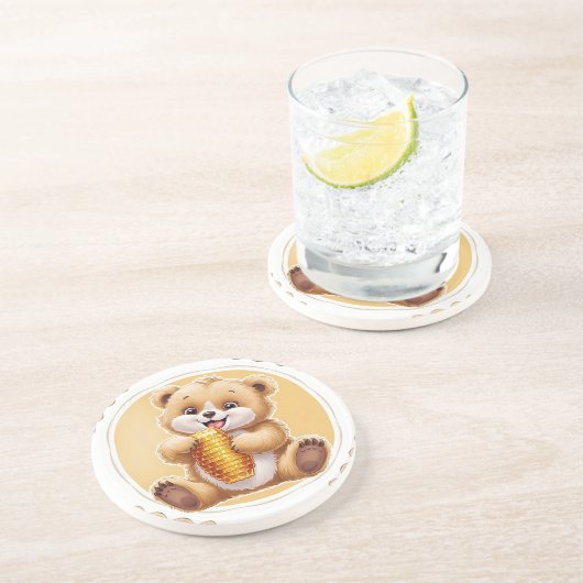 Dessous De Verre En Grès oso comiendo miel (Côté)