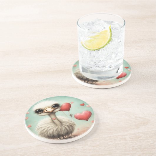 Dessous De Verre En Grès Ostrich Love 3 (Côté)