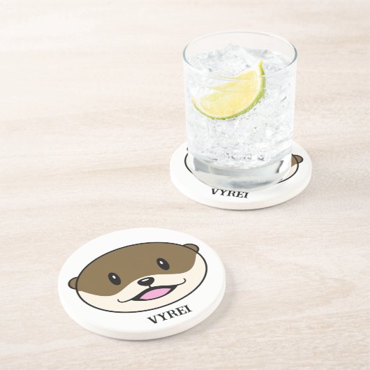 Dessous De Verre En Grès Otter souriant mignon (Côté)