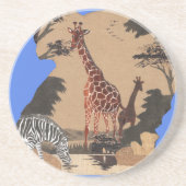 Dessous De Verre En Grès Ouganda - Carte de la faune - Imprimer (Devant)