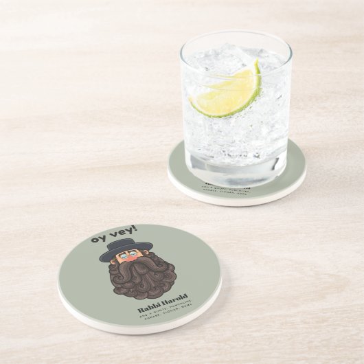 Dessous De Verre En Grès OUI ! Funny RABBI Peronalisé (Côté)