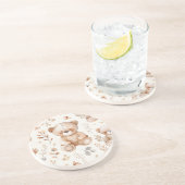 Dessous De Verre En Grès Ours Bébé Beige Cute (Côté)