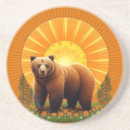 Dessous De Verre En Grès Ours brun majestueux (Devant)