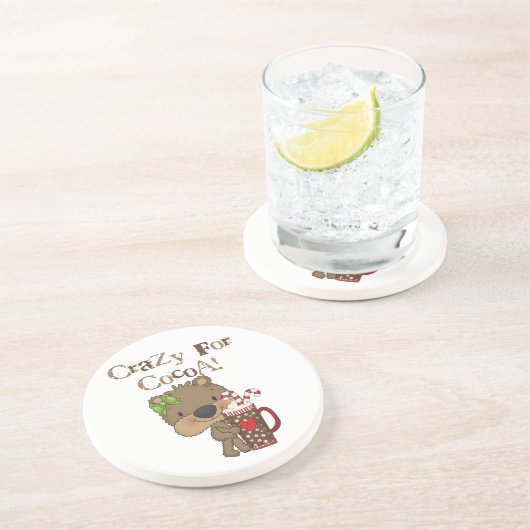 Dessous De Verre En Grès Ours de fille fou pour le cacao (Côté)