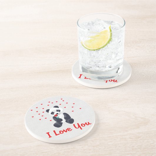 Dessous De Verre En Grès Ours panda Valentine (Côté)