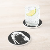 Dessous De Verre En Grès Ours polaire noir et blanc Pop Art (Côté)