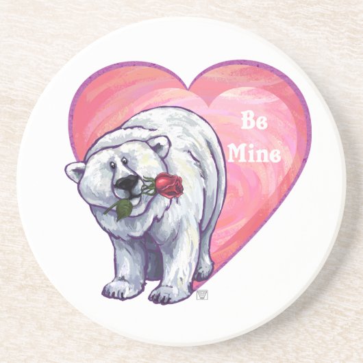 Dessous De Verre En Grès Ours polaire Saint Valentin (Devant)