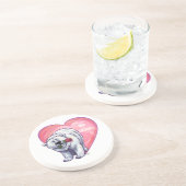 Dessous De Verre En Grès Ours polaire Saint Valentin (Côté)
