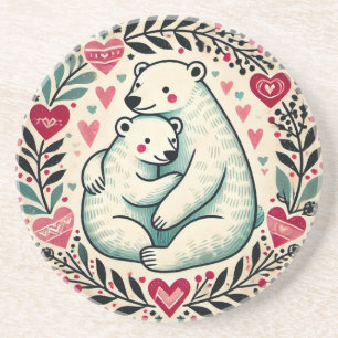 Dessous De Verre En Grès Ours polaires Ours de Saint Valentin