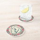 Dessous De Verre En Grès Ours polaires Ours de Saint Valentin (Côté)