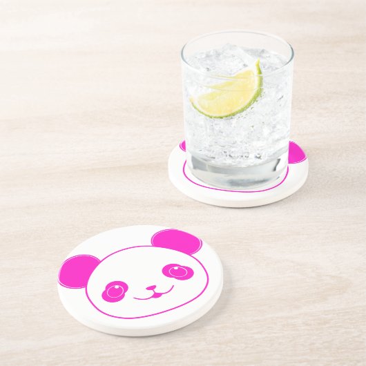 Dessous De Verre En Grès Ours rose Kawaii Panda (Côté)