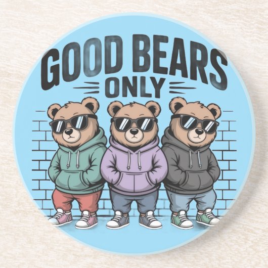 Dessous De Verre En Grès Ours Sympas Uniquement (Devant)