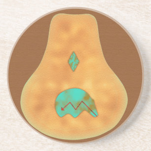 Dessous De Verre En Grès Ours Zuni Turquoise d'Amérique