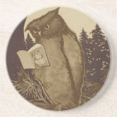 Dessous De Verre En Grès Owl Lecture d'un livre (Devant)