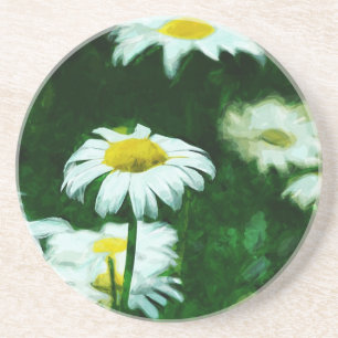 Dessous De Verre En Grès Oxeye White Daisies Impressionnisme Abstrait