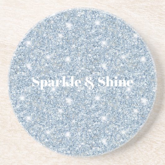 Dessous De Verre En Grès Paillettes Bleues Brillantes (Devant)
