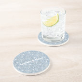Dessous De Verre En Grès Paillettes Bleues Brillantes (Côté)