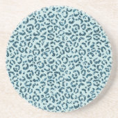 Dessous De Verre En Grès Paillettes Imprimé Léopard Bleu Ciel Turquoise (Devant)