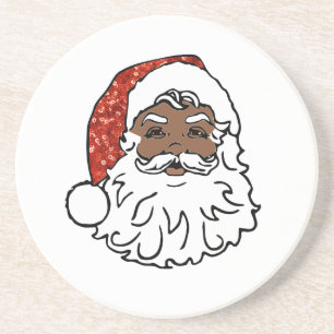 Dessous De Verre En Grès paillettes noir santa claus