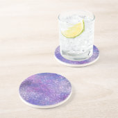 Dessous De Verre En Grès Paillettes rose et violet Bling (Côté)