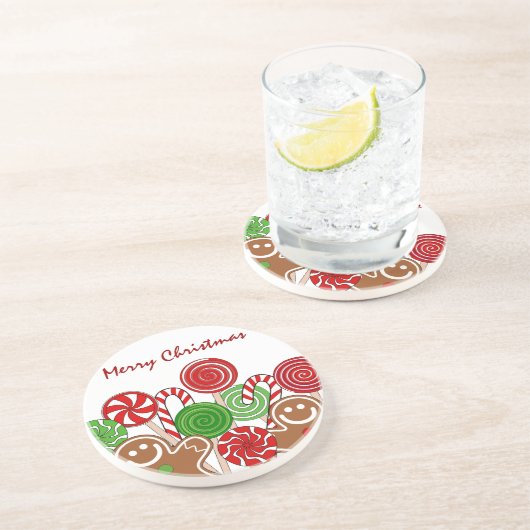 Dessous De Verre En Grès Pains d'épices de Noël rouge tendance (Côté)