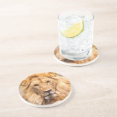 Dessous De Verre En Grès Paire de lions africains, Panthera leo, Tanzanie (Côté)