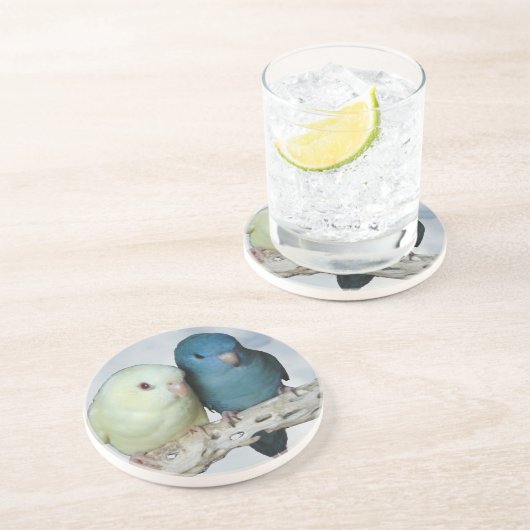 Dessous De Verre En Grès Paire de perroquets à l'état linéaire (Côté)