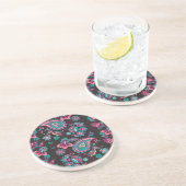 Dessous De Verre En Grès Paisley Stripe : Noir Décoratif Sans Seamless (Côté)