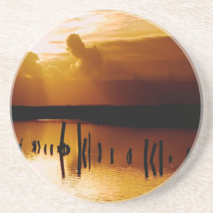 Dessous De Verre En Grès Paix et harmonie de coucher du soleil