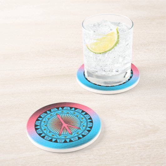 Dessous De Verre En Grès Paix ~ Soleil (Côté)