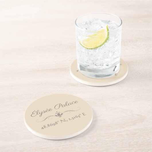 Dessous De Verre En Grès Palais de l'Élysée Latitude Longitude (Côté)