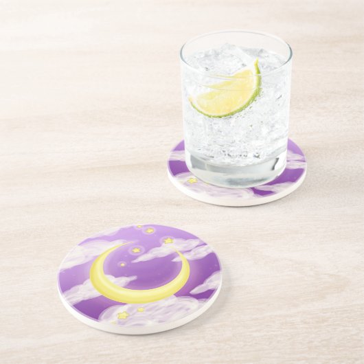 Dessous De Verre En Grès Pale Moon sur Purple (Côté)