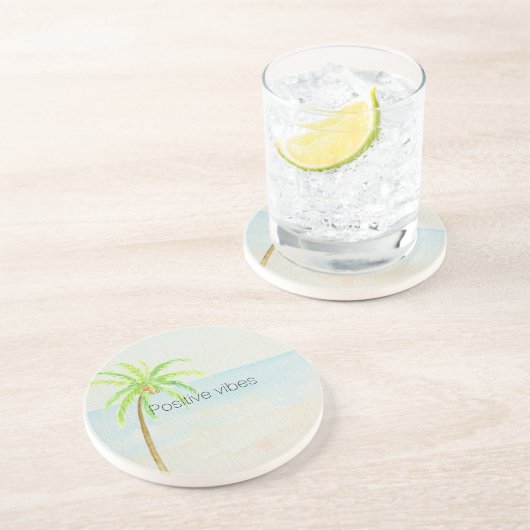Dessous De Verre En Grès Palm tropical Ocean Beach (Côté)