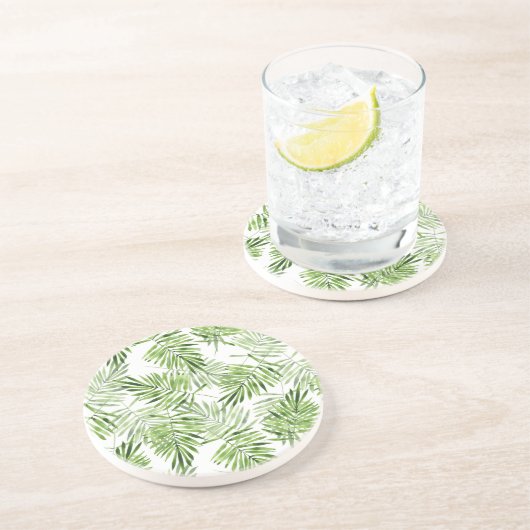 Dessous De Verre En Grès Palmettes vertes (Côté)