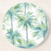 Dessous De Verre En Grès Palmier Bleu Vert Cyan (Devant)
