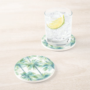 Dessous De Verre En Grès Palmier Bleu Vert Cyan