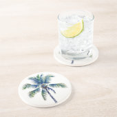 DESSOUS DE VERRE EN GRÈS PALMIER DE COULEUR D'EAU (Côté)