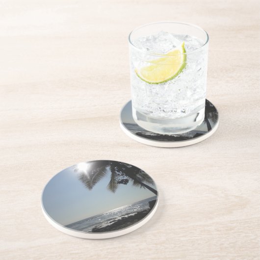 Dessous De Verre En Grès Palmier Océan lumineux (Côté)