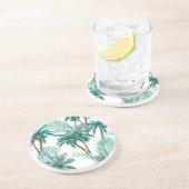 Dessous De Verre En Grès Palmier tropical : Motif de la jungle aquarelle. (Côté)