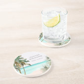 Dessous De Verre En Grès Palmier Tropical Personnalisé Feuilles Plage Bleue (Côté)