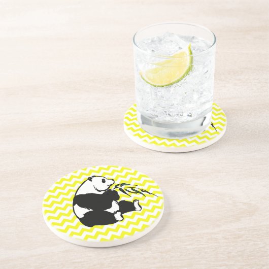 Dessous De Verre En Grès Panada sur Chevron jaune citron (Côté)