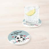 Dessous De Verre En Grès Panda Bébé Cute En Hiver Gris Neige (Côté)