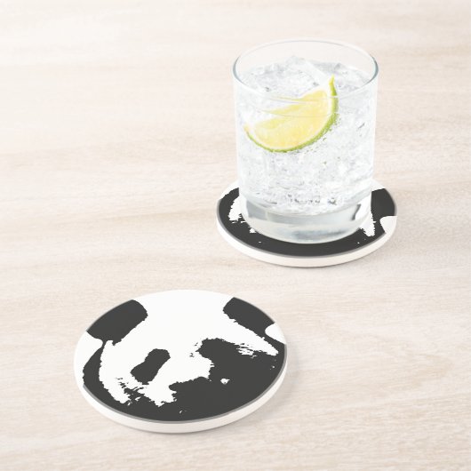 Dessous De Verre En Grès Panda d'art noir blanc (Côté)